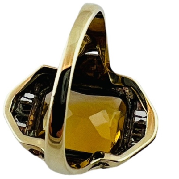 10K Yellow Gold Orange Citrine Filigree Ring #15992 - Picture 3 of 8